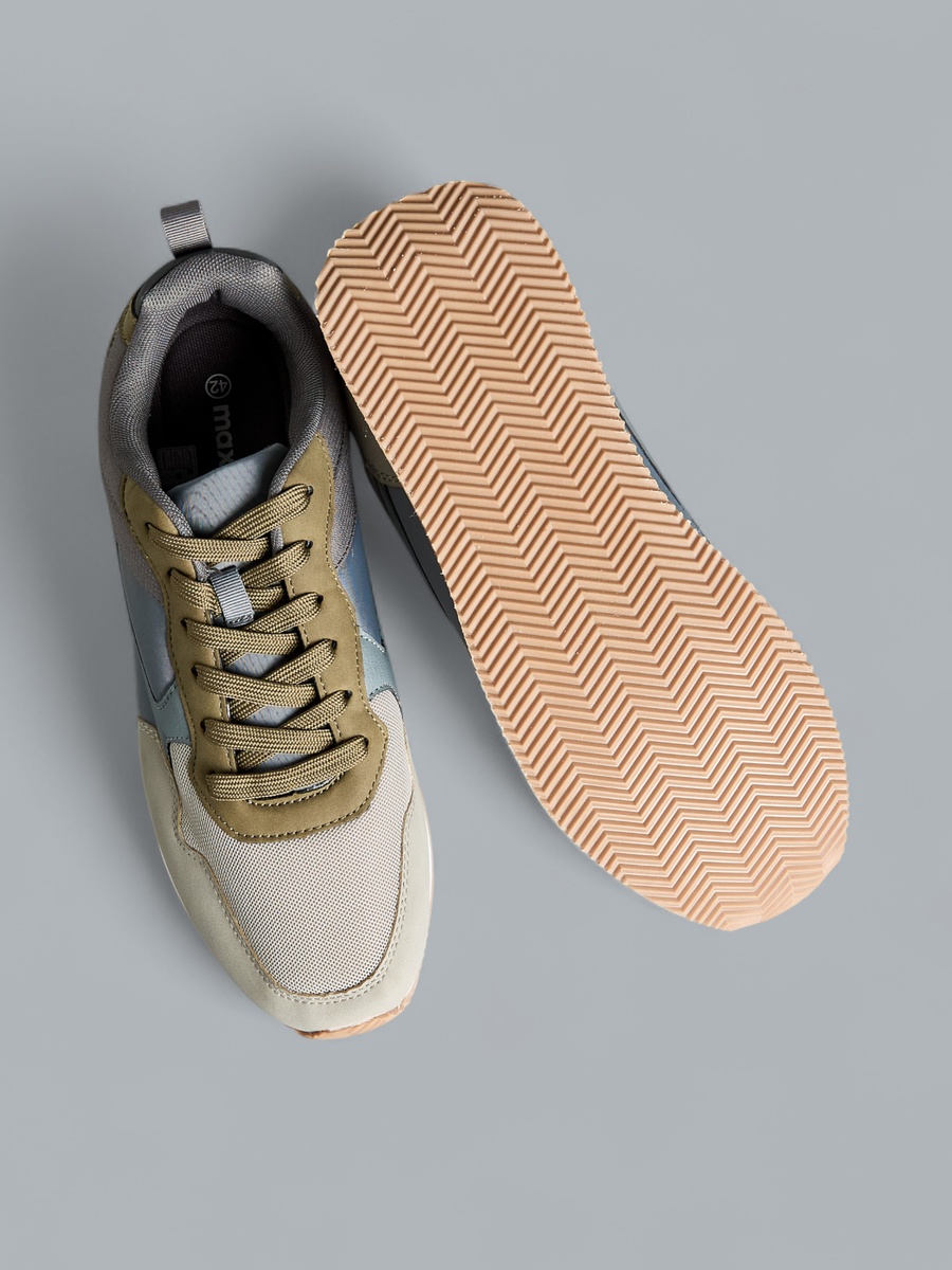 Panelled Sports Shoes with Lace-Up Closure