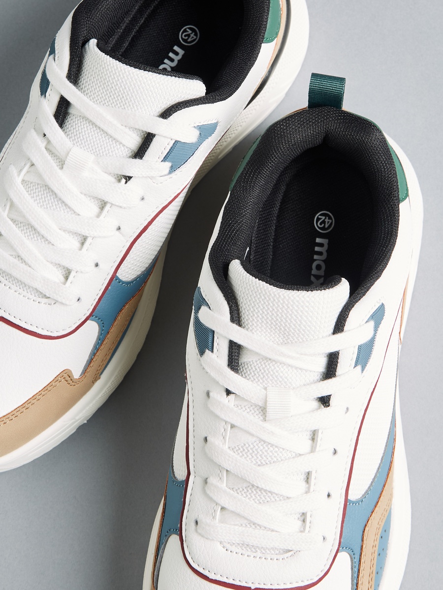 Panelled Sports Shoes with Lace-Up Closure