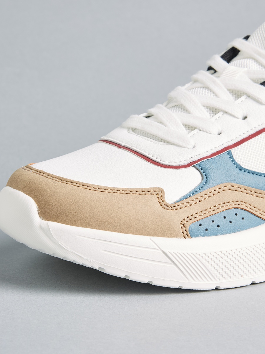 Panelled Sports Shoes with Lace-Up Closure