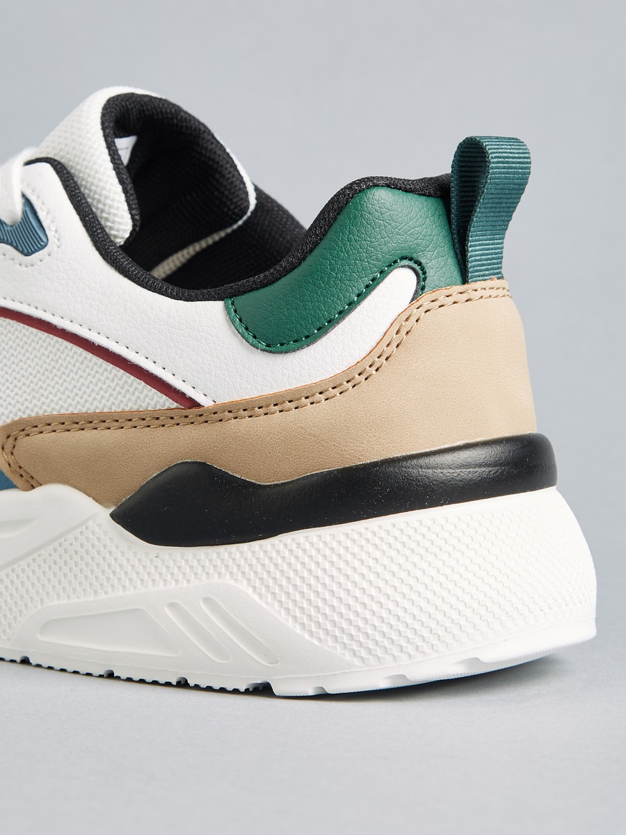 Panelled Sports Shoes with Lace-Up Closure