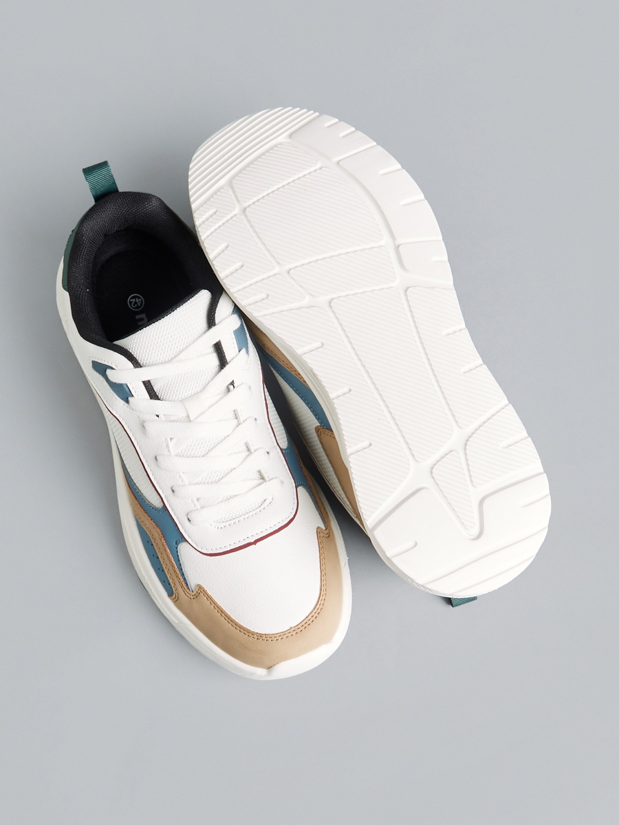 Panelled Sports Shoes with Lace-Up Closure