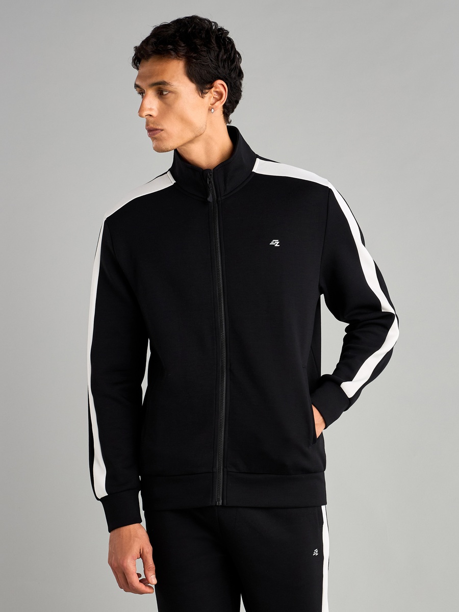 Panelled Zip Through High Neck Jacket with Pockets