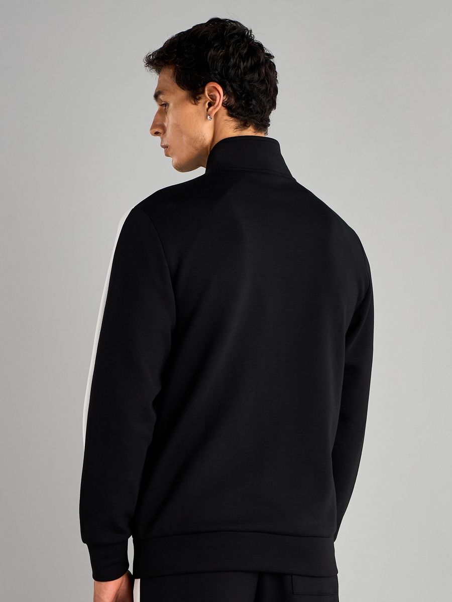Panelled Zip Through High Neck Jacket with Pockets
