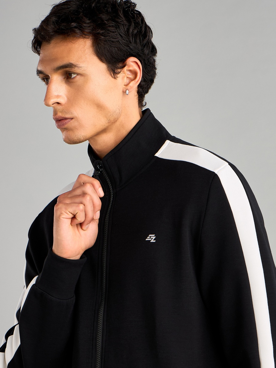 Panelled Zip Through High Neck Jacket with Pockets