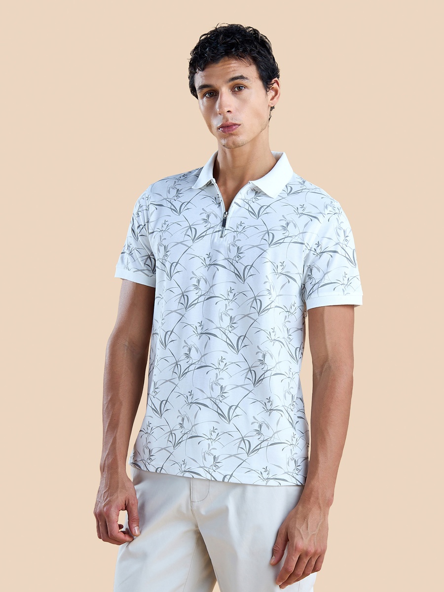 Printed Pique Polo T-Shirt