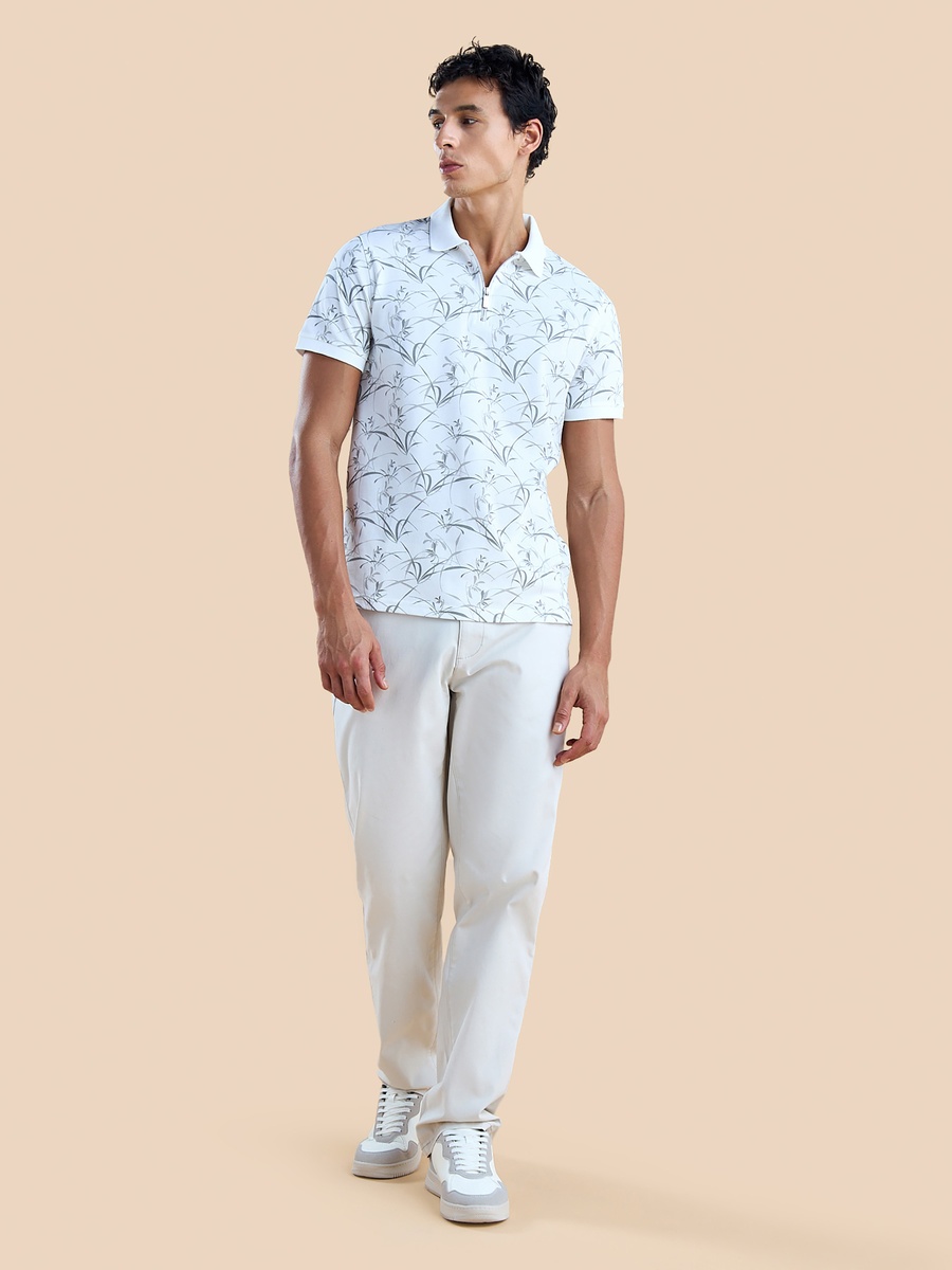 Printed Pique Polo T-Shirt