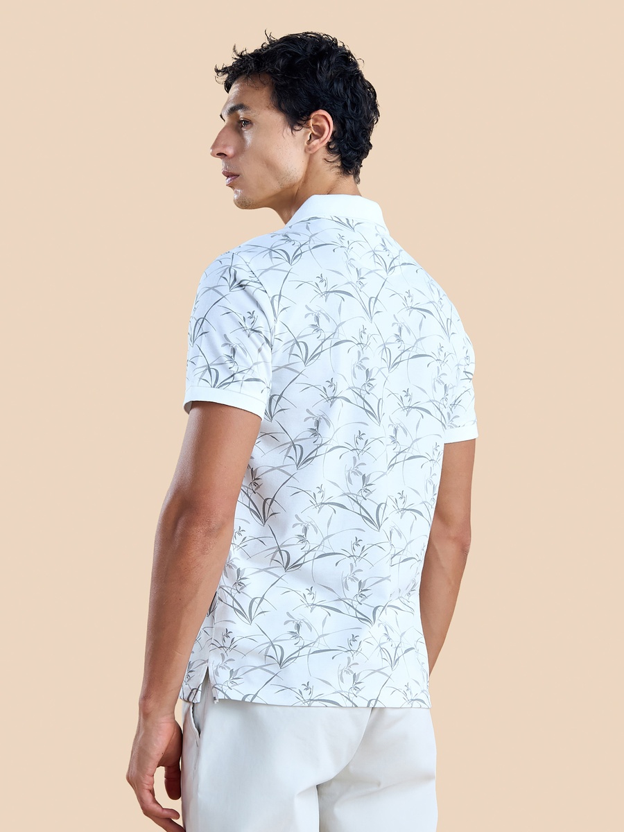 Printed Pique Polo T-Shirt