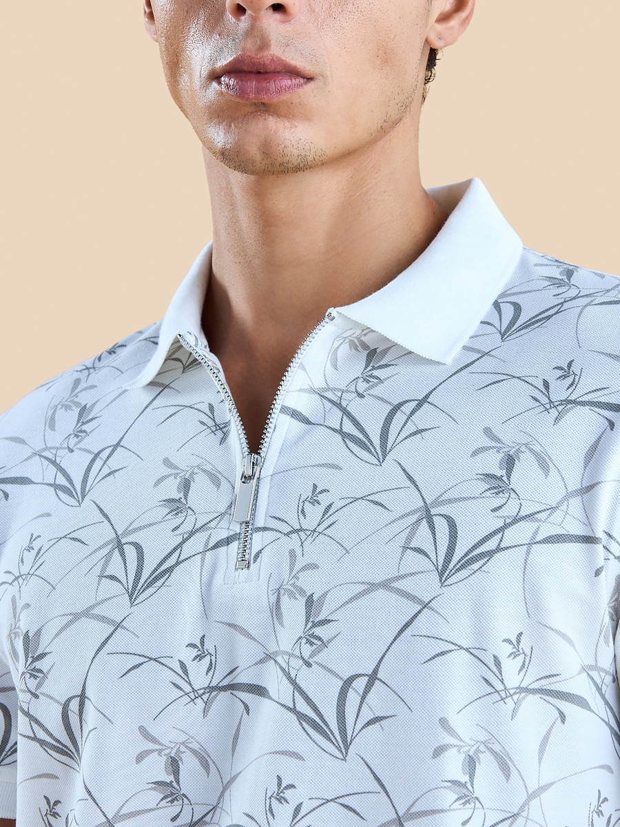 Printed Pique Polo T-Shirt