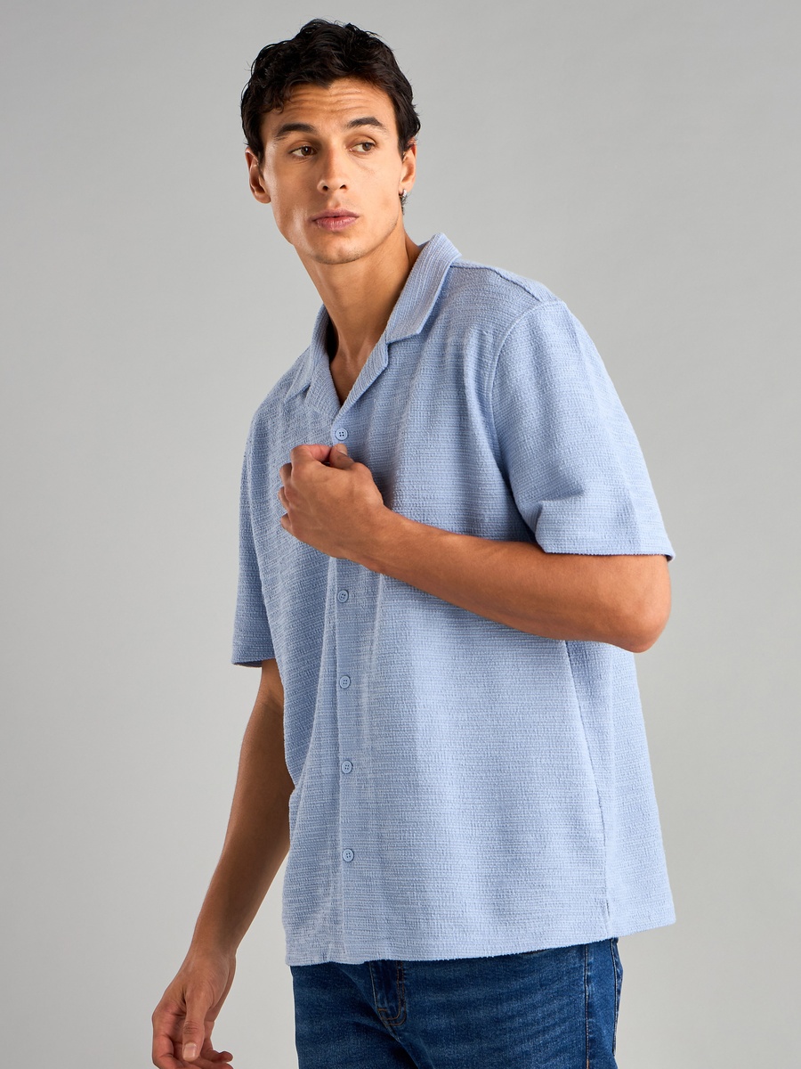 Textured Camp Collar Shirt