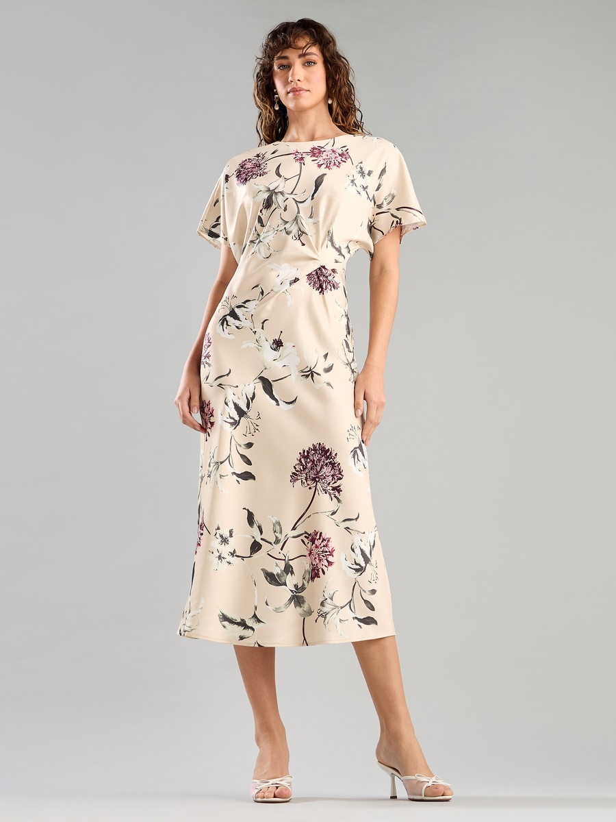 Floral Print Dress with Front Knot