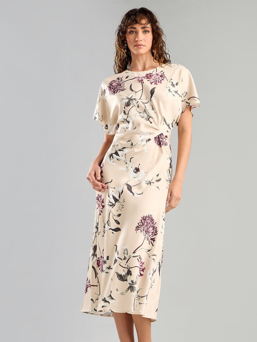 Floral Print Dress with Front Knot