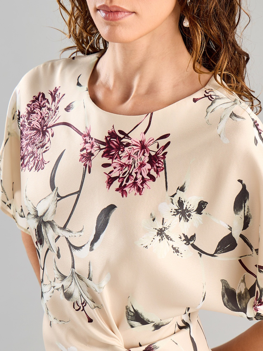 Floral Print Dress with Front Knot