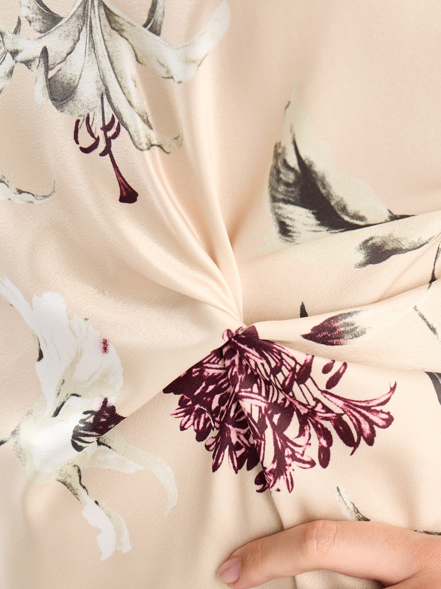 Floral Print Dress with Front Knot