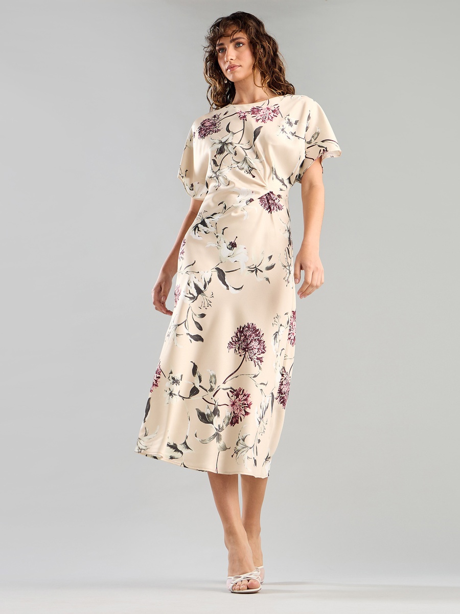 Floral Print Dress with Front Knot
