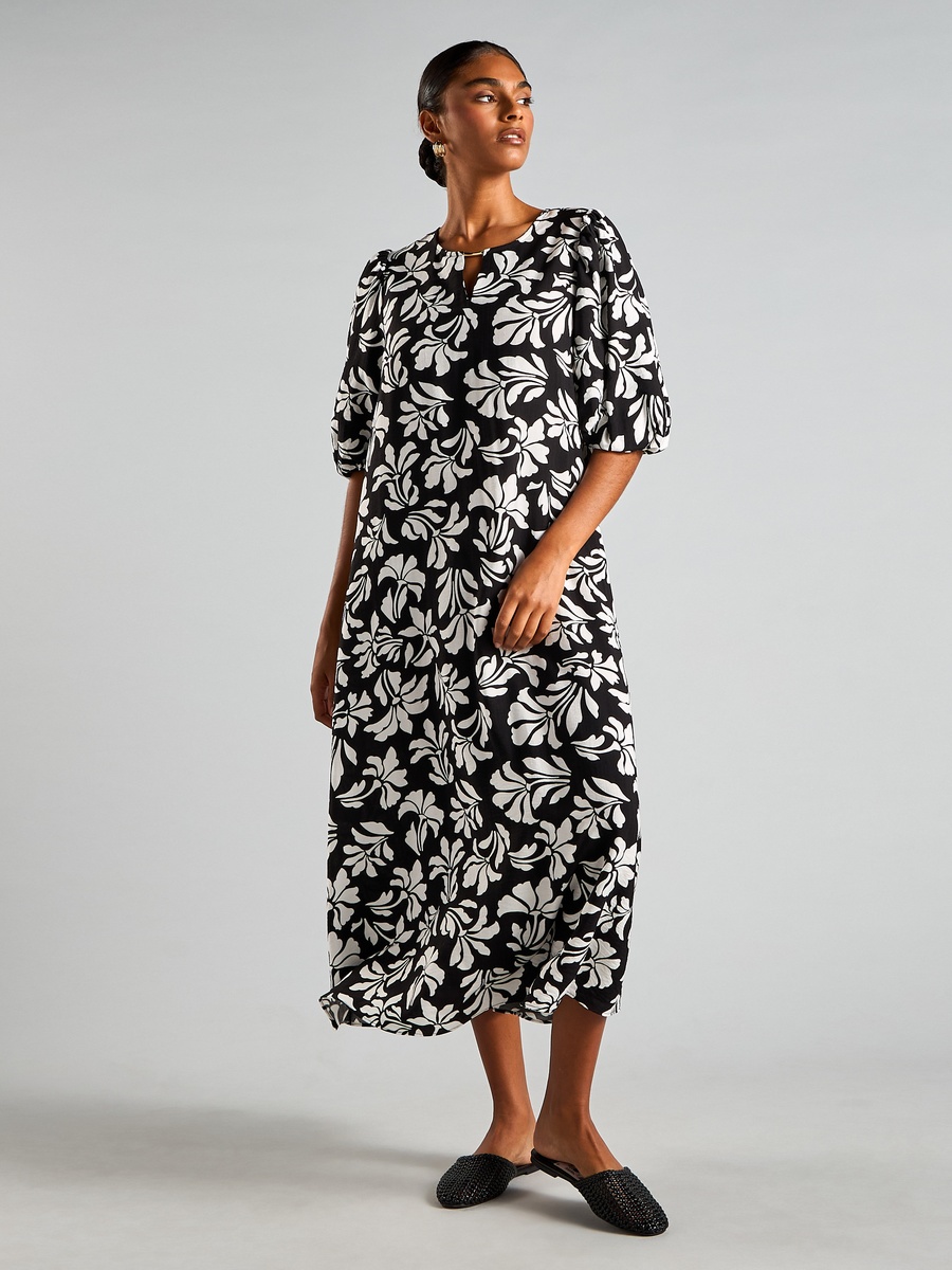 Floral Print Dress with Volume Sleeves