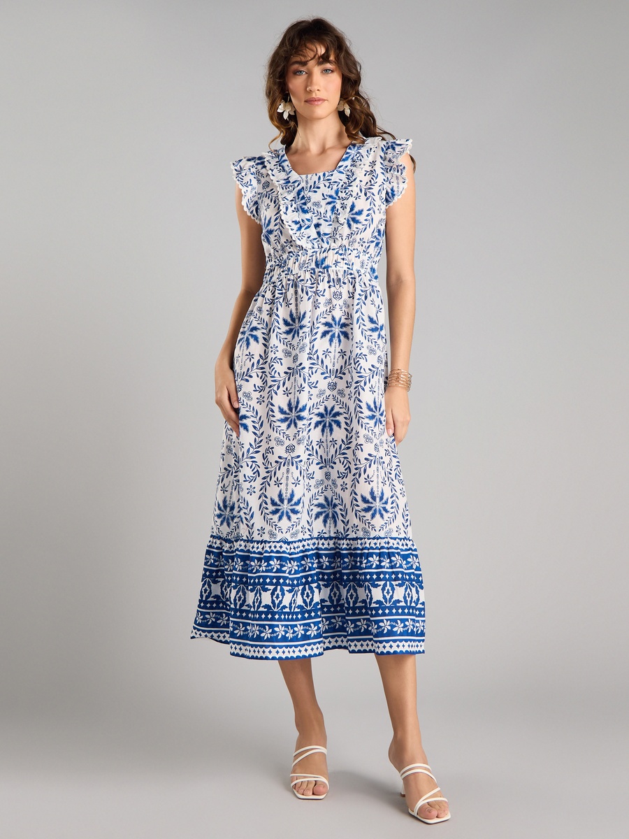 Printed Ruffle Detail Dress