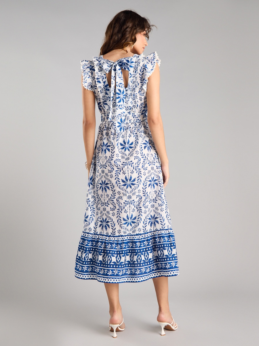 Printed Ruffle Detail Dress