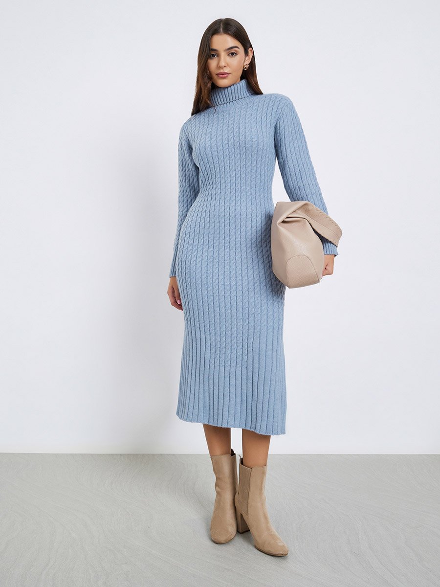 princess polly baby blue dress Blue Ribbed Sweater Midi Dress For Women at Kuwait