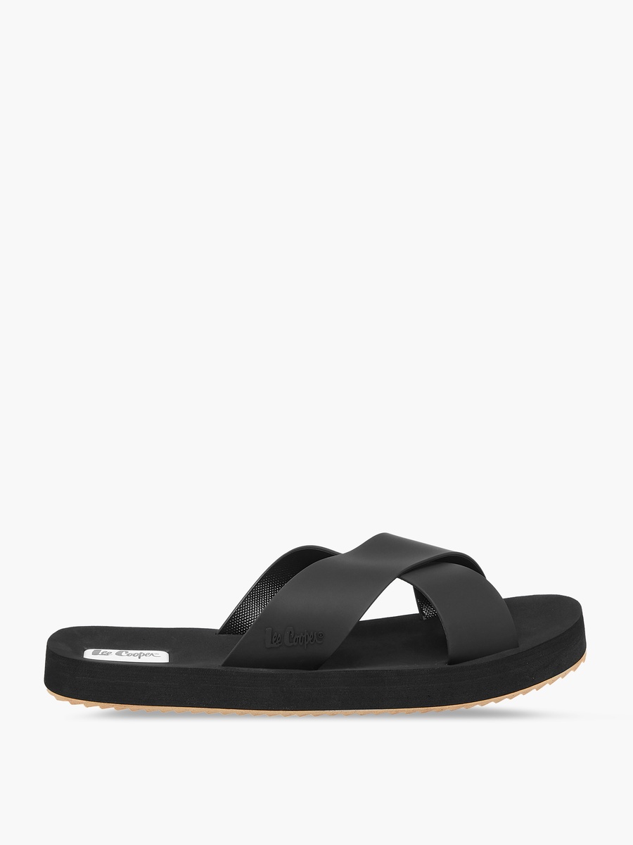 Men Logo Detail Cross Strap Flip Flops