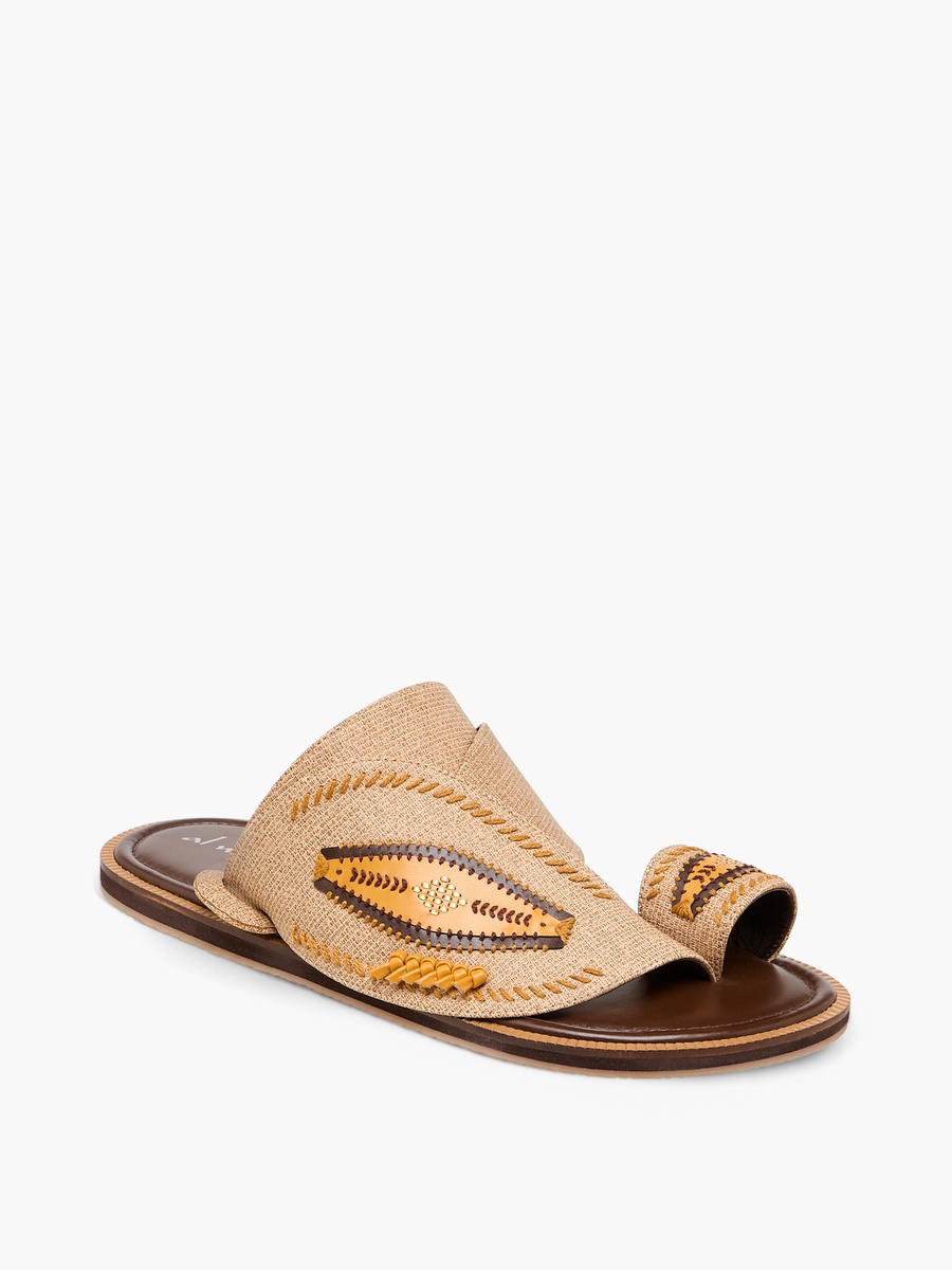 Embroidered Slip-On Arabic Sandals with Toe Loop
