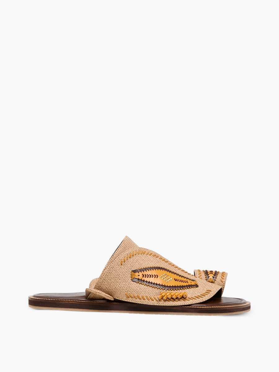 Embroidered Slip-On Arabic Sandals with Toe Loop