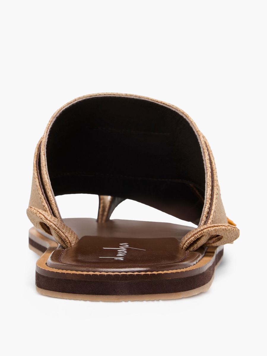 Embroidered Slip-On Arabic Sandals with Toe Loop