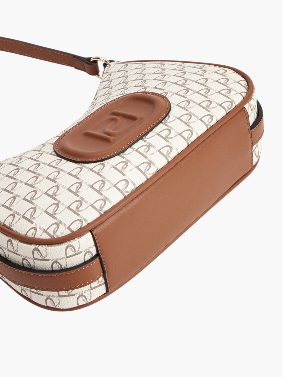Monogram Print Shoulder Bag with Zip Closure