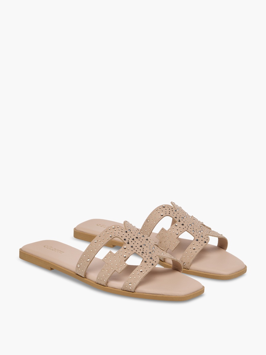 Women Embellished Slip-On Flat Sandals