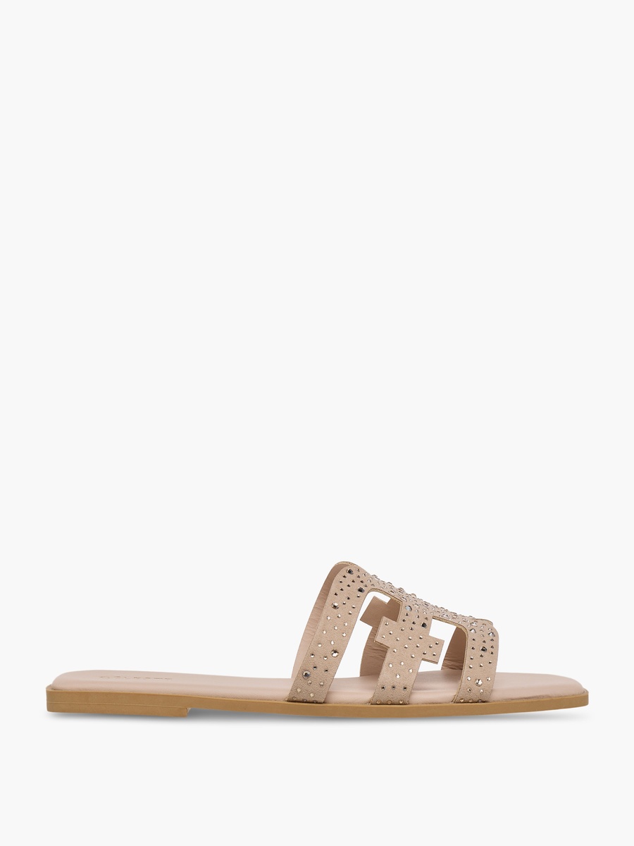 Women Embellished Slip-On Flat Sandals
