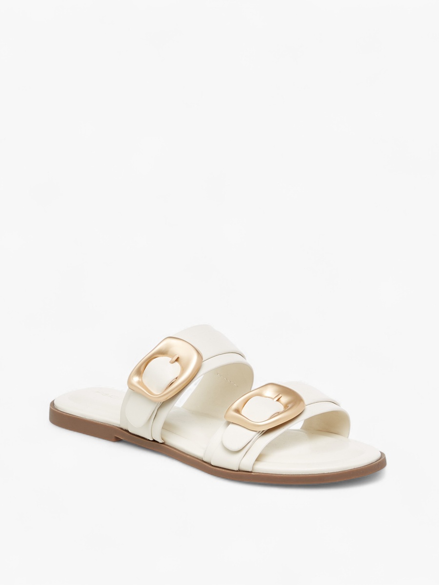 Solid Open Toe Sandals with Buckle Accent