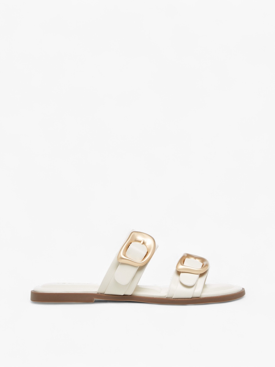 Solid Open Toe Sandals with Buckle Accent