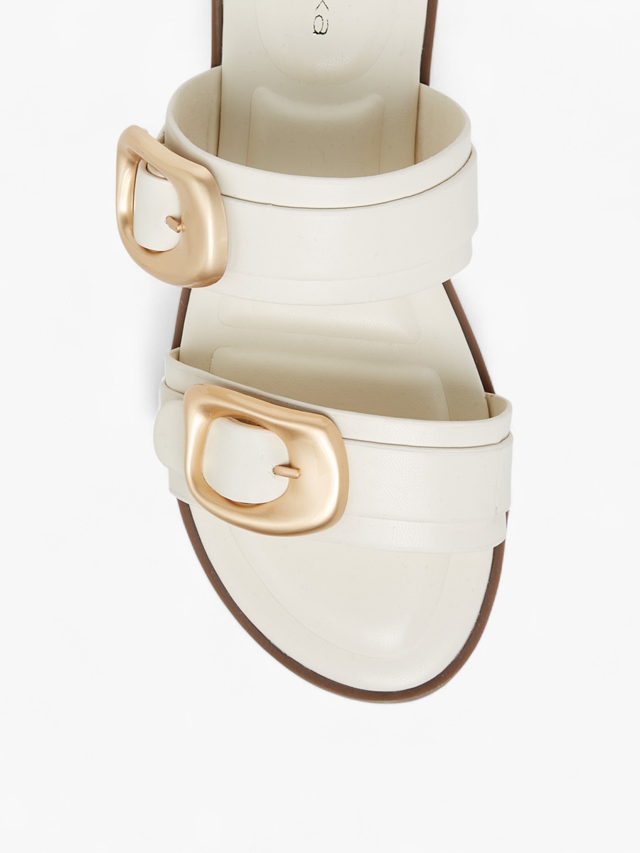 Solid Open Toe Sandals with Buckle Accent