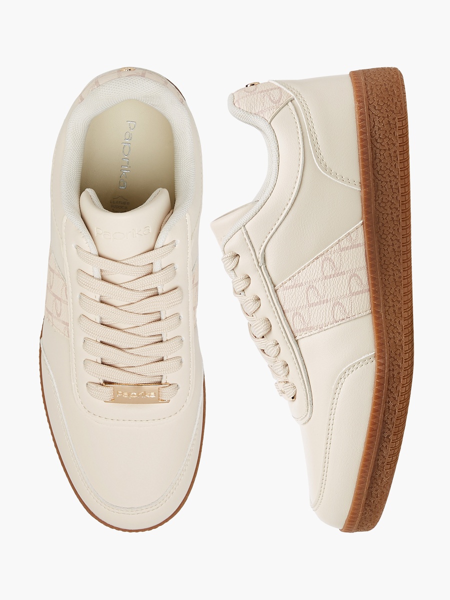 Monogram Print Sneakers with Lace-Up Closure