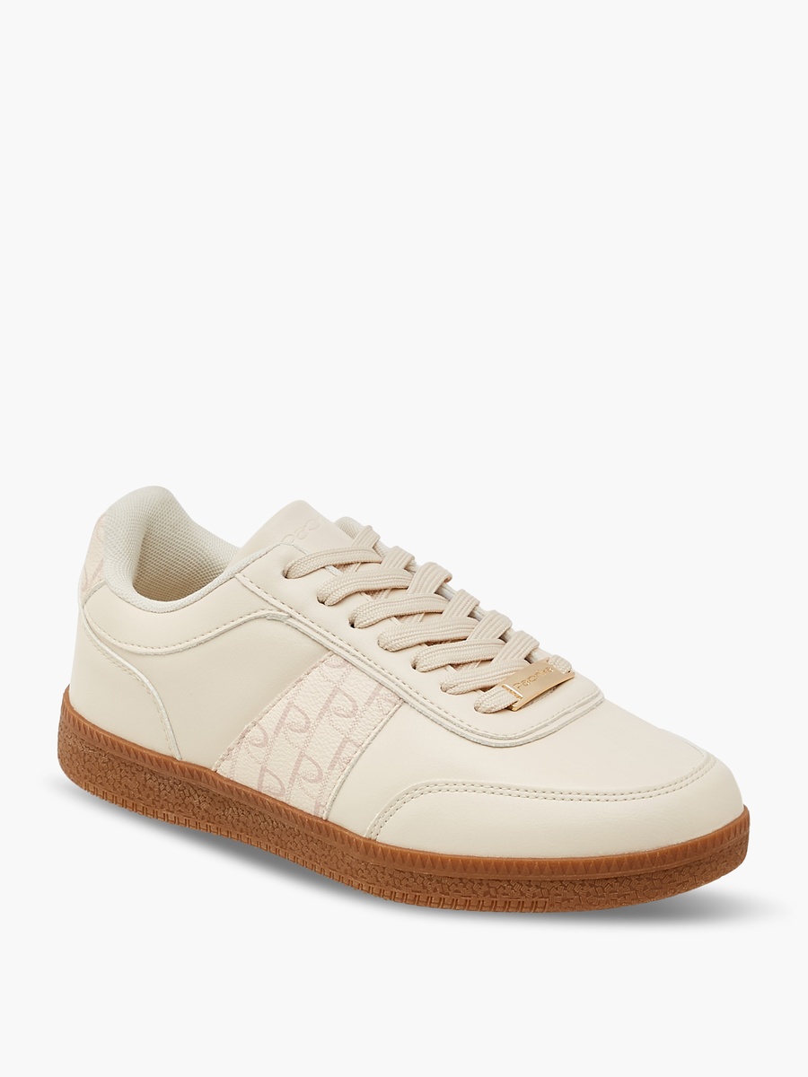 Monogram Print Sneakers with Lace-Up Closure