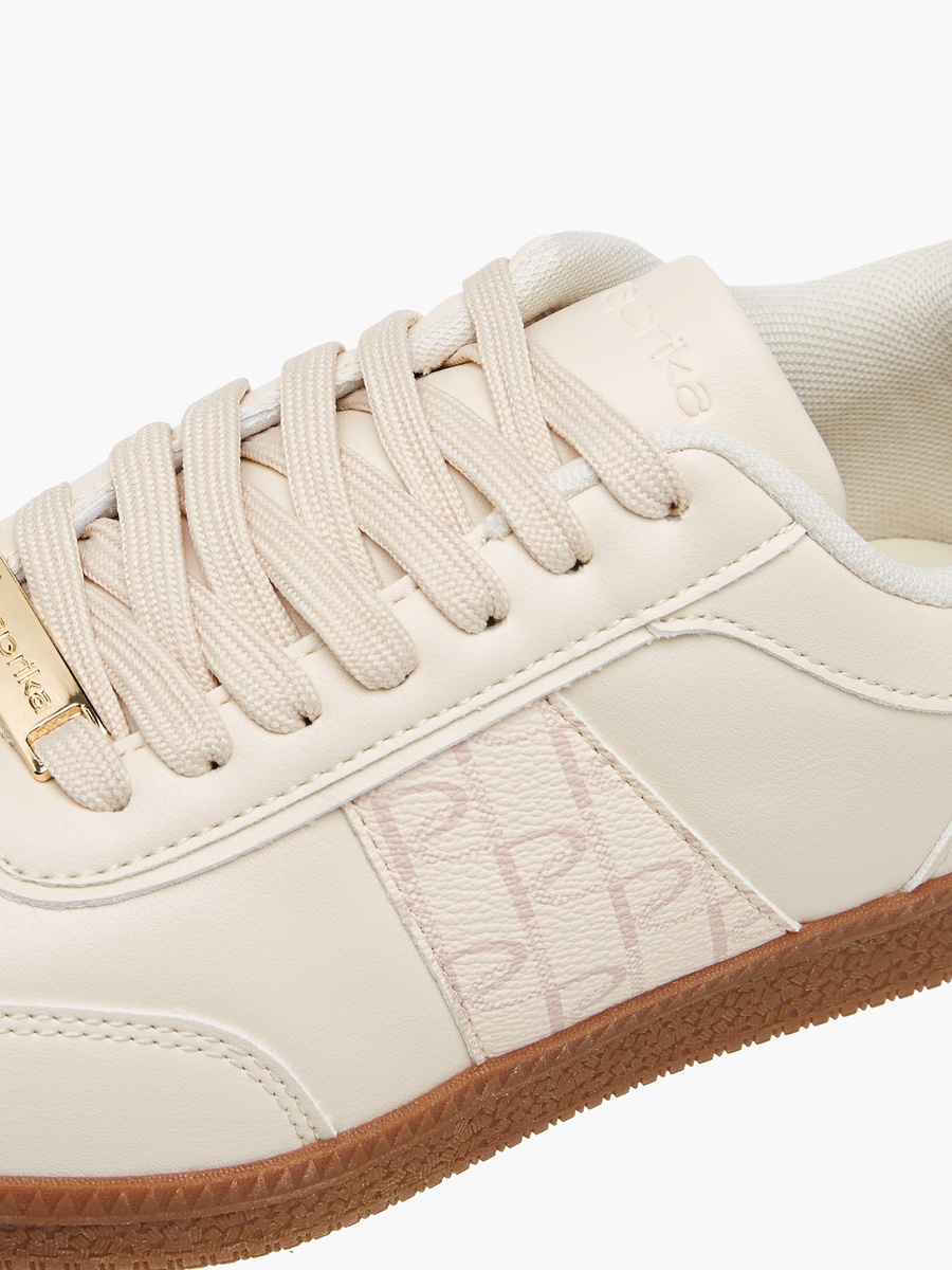 Monogram Print Sneakers with Lace-Up Closure