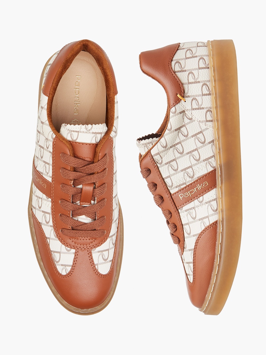 Monogram Print Lace-Up Sneakers