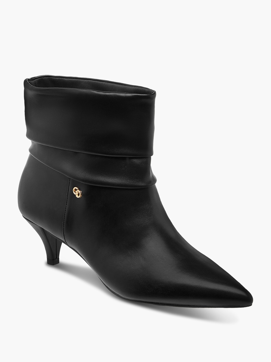 Women Ruched Detail Ankle Boots with Kitten Heels