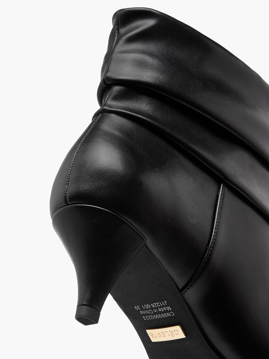 Women Ruched Detail Ankle Boots with Kitten Heels