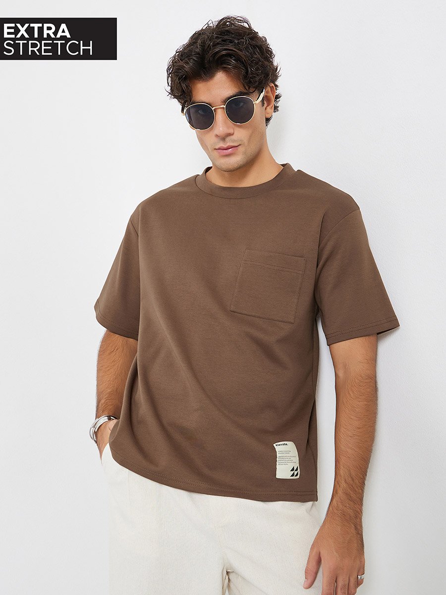 Men Oversized Compact Stretch Heavy Jersey T-Shirt with Badge