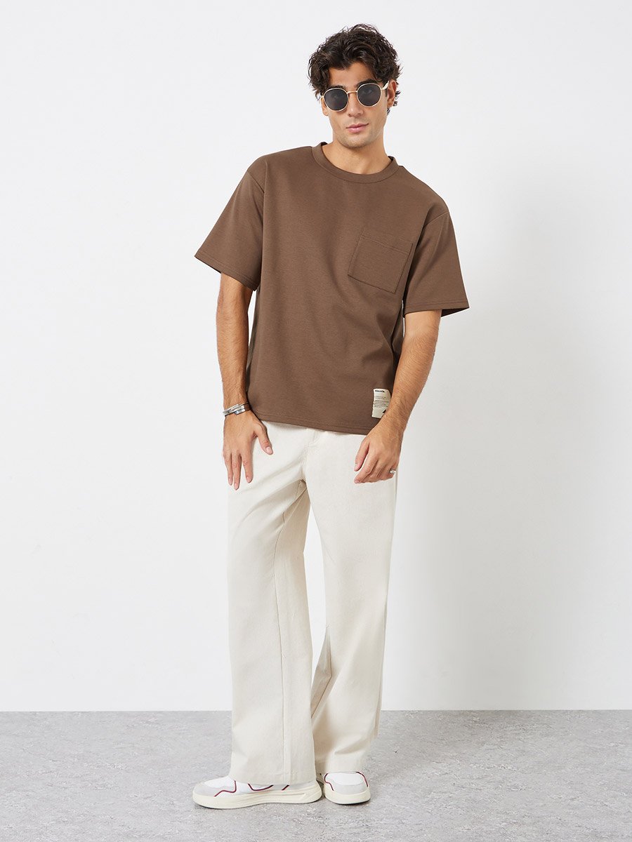 Men Oversized Compact Stretch Heavy Jersey T-Shirt with Badge