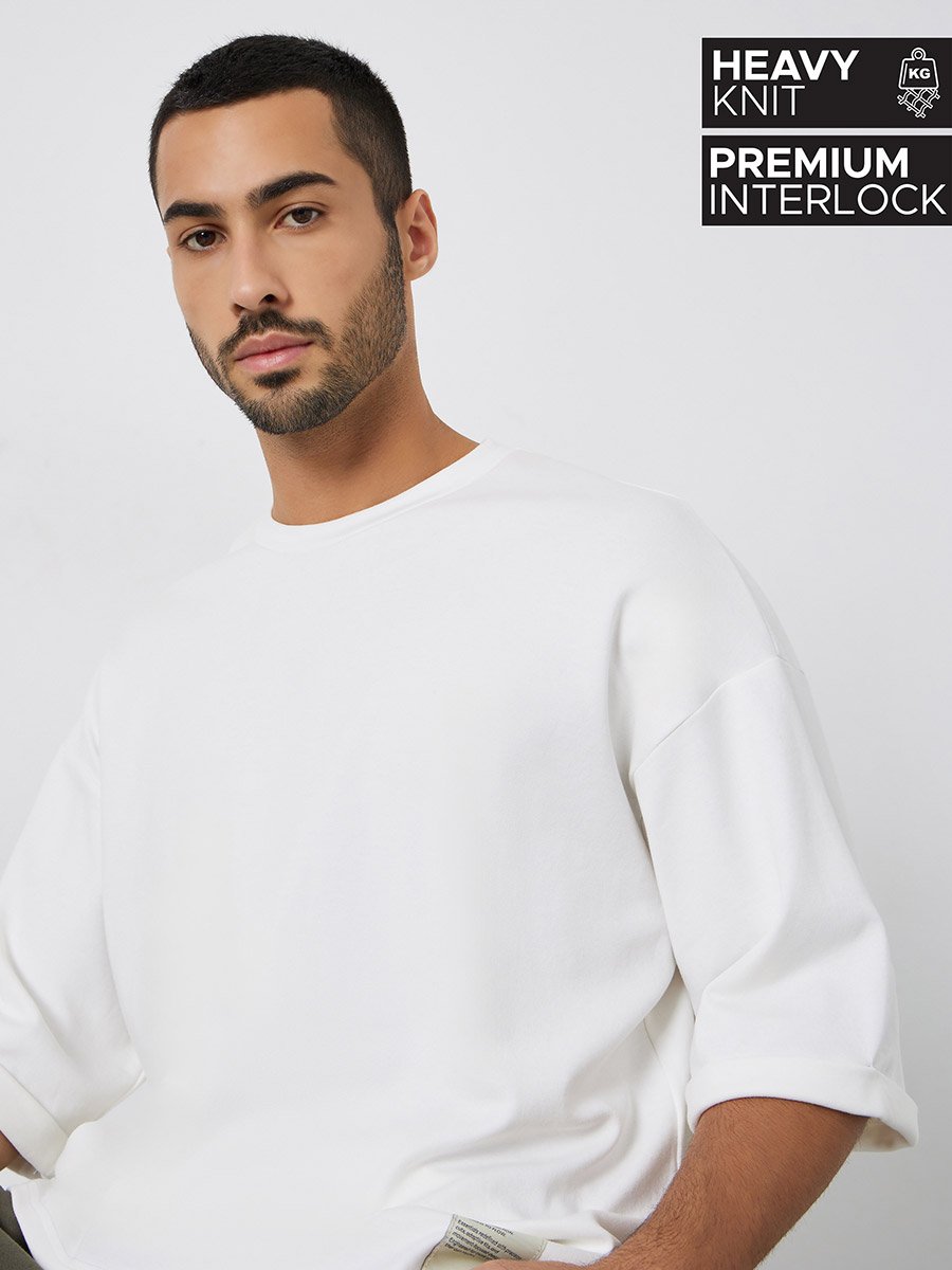 Men Boxy Heavy Jersey Stretch Interlock T-Shirt