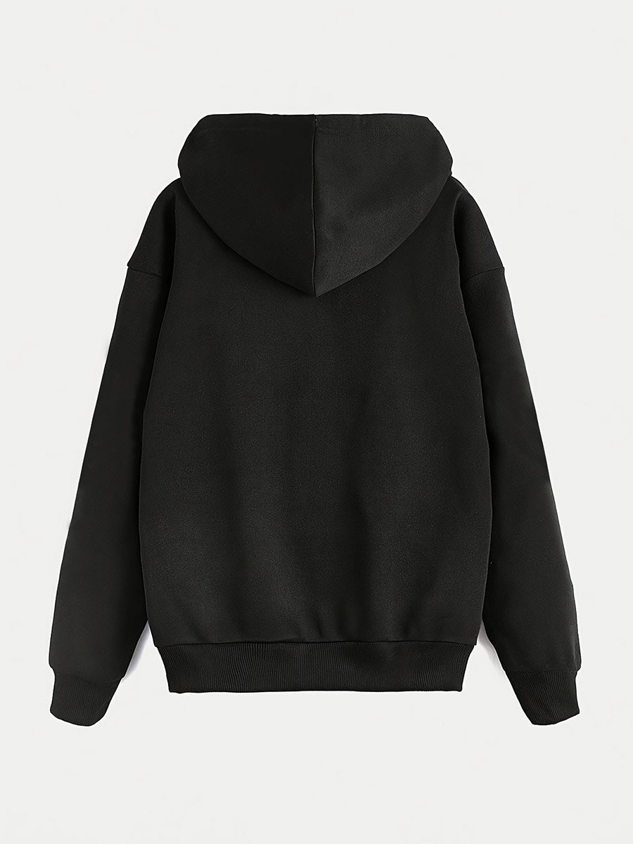 Black Heart Print Zip-Up Jacket