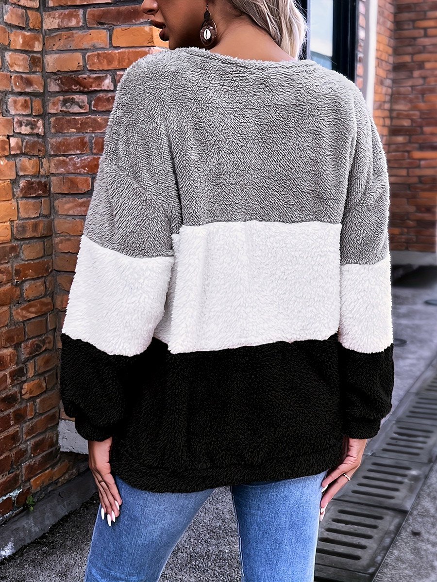 Color Block Round Neck Sweatshirt