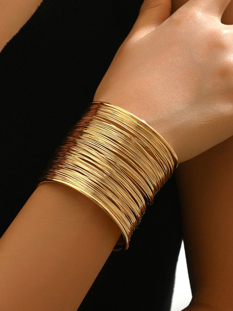 Gold Tone Wide Open Cuff Casual Bracelet