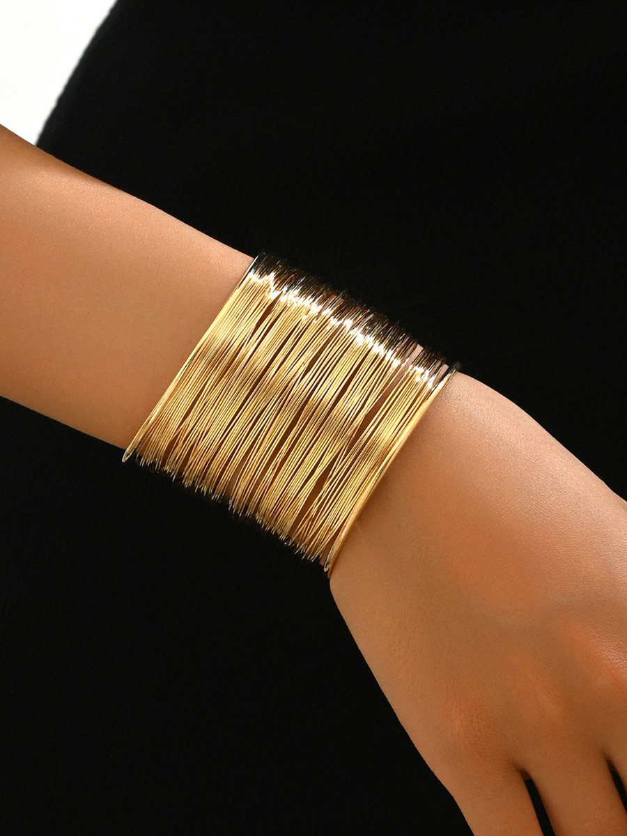 Gold Tone Wide Open Cuff Casual Bracelet