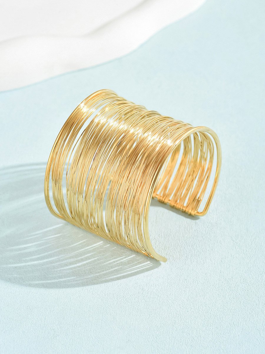 Gold Tone Wide Open Cuff Casual Bracelet