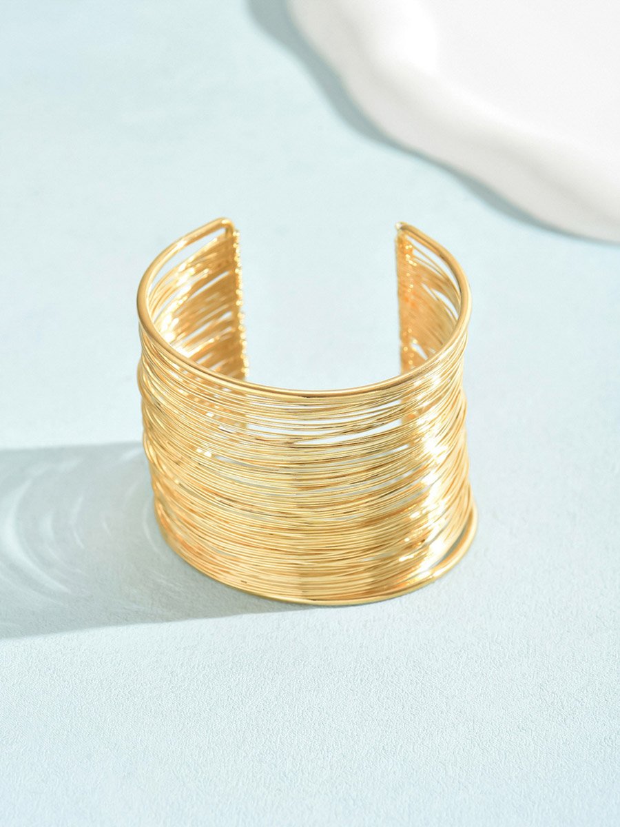 Gold Tone Wide Open Cuff Casual Bracelet