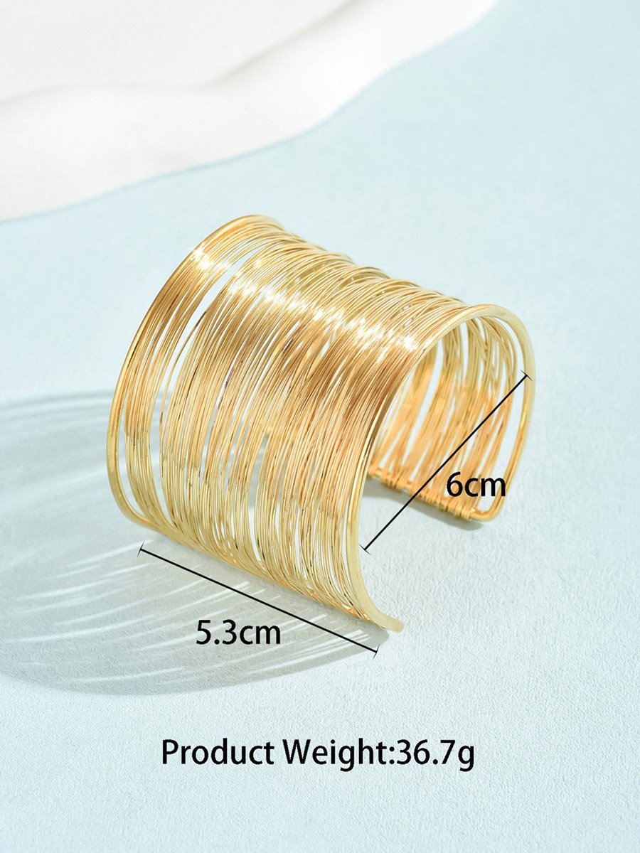 Gold Tone Wide Open Cuff Casual Bracelet
