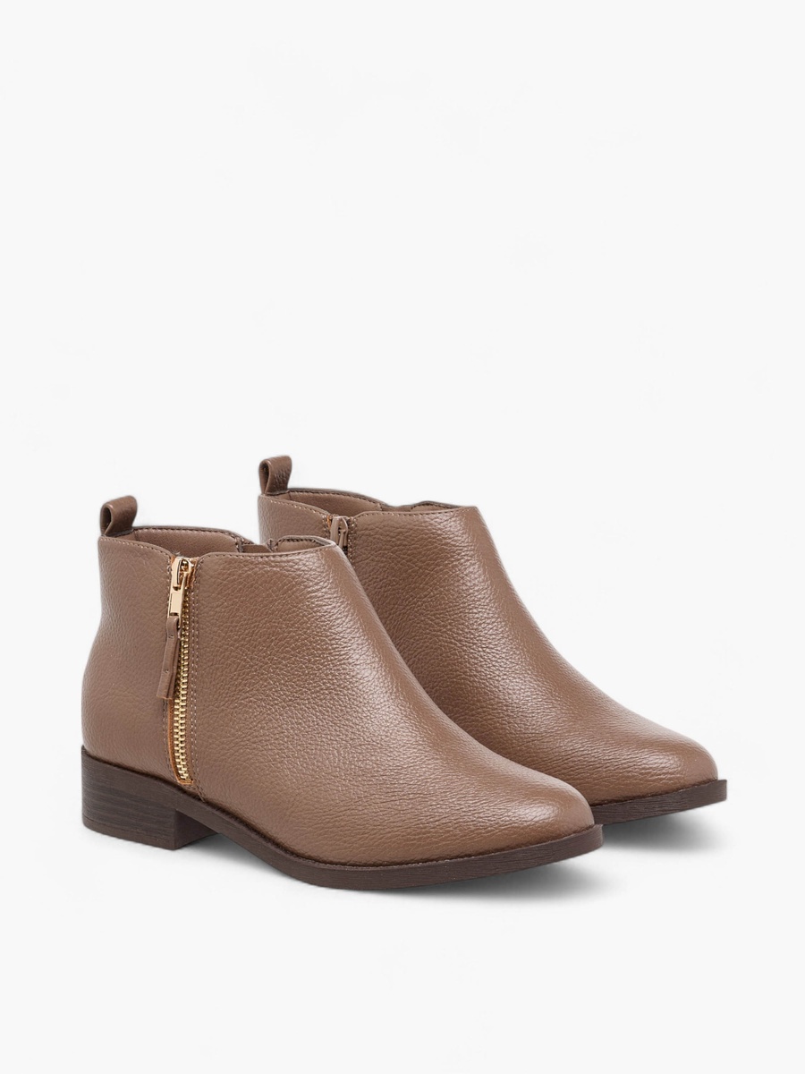 Solid Ankle Boots with Zip Closure