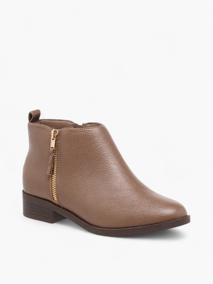 Solid Ankle Boots with Zip Closure